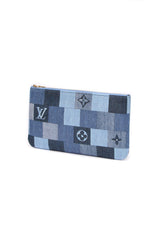 Pochette Patchwork Neverfull avec dragonne - Damier Denim Bleu