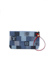 Pochette Patchwork Neverfull avec dragonne - Damier Denim Bleu