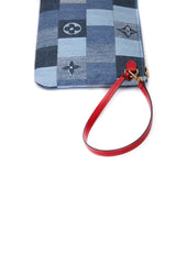 Pochette Patchwork Neverfull avec dragonne - Damier Denim Bleu