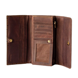 Brown Ostrich-Texture Leather Clutch