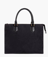 Black color suede workplace handbag