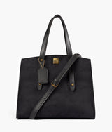 Black color suede multi compartment satchel bag