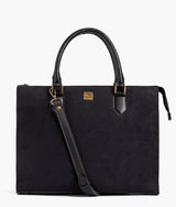 Black color suede workplace handbag