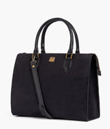 Black color suede workplace handbag