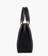 Black color suede workplace handbag