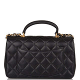 Chanel Rectangular Mini Flap Bag with Top Handle Black Lambskin Antique Gold Hardware