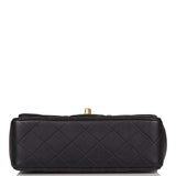 Chanel Rectangular Mini Flap Bag with Top Handle Black Lambskin Antique Gold Hardware