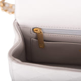 Chanel Mini Rectangular Flap Bag with Top Handle Gray Lambskin Antique Gold Hardware