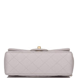 Chanel Mini Rectangular Flap Bag with Top Handle Gray Lambskin Antique Gold Hardware