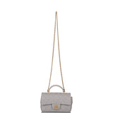 Chanel Mini Rectangular Flap Bag with Top Handle Gray Lambskin Antique Gold Hardware