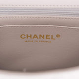 Chanel Mini Rectangular Flap Bag with Top Handle Gray Lambskin Antique Gold Hardware