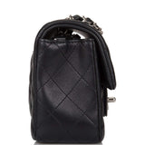 Chanel Mini Rectangular Flap Bag Black Lambskin Light Silver Hardware