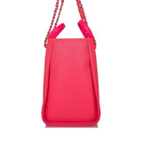 Chanel Neon Pink and Orange Mixed Fibers Large Deauville Shopping Bag Silver Hardware
