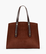 Dark brown color suede multi compartment satchel bag