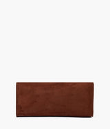 Dark brown color suede multi compartment satchel bag