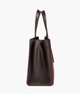 Dark brown color suede multi compartment satchel bag
