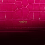 Hermes Kelly Pochette Rose Scheherazade Shiny Alligator Gold Hardware