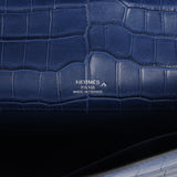 Hermes Kelly Cut Bleu De Malte Matte Porosus Crocodile Palladium Hardware