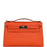 Hermes Kelly Pochette Feu Epsom Palladium Hardware