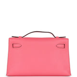 Hermes Kelly Pochette Rose Azalee Swift Palladium Hardware