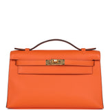 Hermes Kelly Pochette Orange Verso Swift Gold Hardware