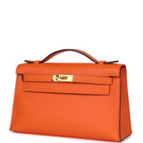 Hermes Kelly Pochette Orange Verso Swift Gold Hardware