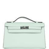 Hermes Kelly Pochette Vert Peppermint Swift Palladium Hardware