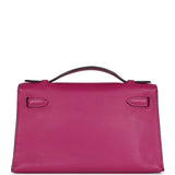 Hermes Kelly Pochette Rose Pourpre Swift Palladium Hardware