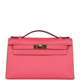 Hermès Commande Spéciale (HSS) Kelly Pochette Rose Azalée Epsom Bijouterie Dorée