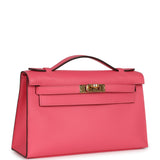 Hermès Commande Spéciale (HSS) Kelly Pochette Rose Azalée Epsom Bijouterie Dorée