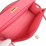 Hermès Commande Spéciale (HSS) Kelly Pochette Rose Azalée Epsom Bijouterie Dorée