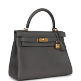 Hermès Kelly Retourné 28 Étain Togo Finition Or