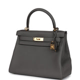 Hermès Kelly Retourné 28 Étain Togo Finition Or