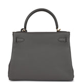 Hermès Kelly Retourné 28 Étain Togo Finition Or