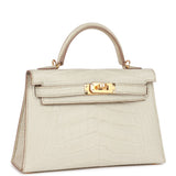 Hermes Kelly Sellier 20 Alligator Mat Beton, Accastillage Doré