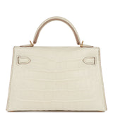 Hermes Kelly Sellier 20 Alligator Mat Beton, Accastillage Doré