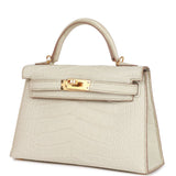 Hermes Kelly Sellier 20 Alligator Mat Beton, Accastillage Doré