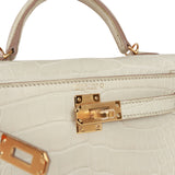 Hermes Kelly Sellier 20 Alligator Mat Beton, Accastillage Doré