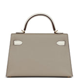 Hermes Special Order (HSS) Kelly Sellier 20 Gris Tourterelle and Nata Chevre Gold Hardware