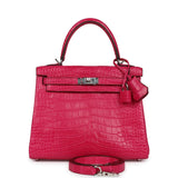 Hermès Kelly Retourné 25 Alligator Mat Framboise Accastillage Palladium