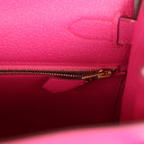 Hermes Kelly Retourne 28 Rose Shocking Chevre Gold Hardware