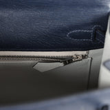 Hermes Special Order (HSS) Kelly Sellier 25 Bleu Indigo Verso Ostrich Palladium Hardware
