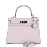 Hermes Kelly Retourne 28 Mauve Pale Clemence Palladium Hardware