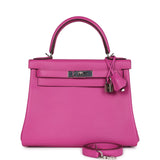 Hermès Kelly Retourné 28 Magnolia Evercolor Palladium Hardware