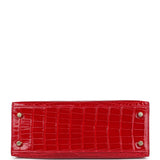 Hermes Kelly 25 Sellier Braise Shiny Alligator Mississippiensis Gold Hardware