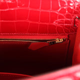 Hermes Kelly 25 Sellier Braise Shiny Alligator Mississippiensis Gold Hardware