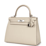 Hermes Kelly Sellier 28 Craie Epsom Palladium Hardware