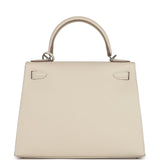 Hermes Kelly Sellier 28 Craie Epsom Palladium Hardware