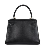 Hermès Kelly Sellier 20 Lézard Varanus Salvator Noir Accastillage Doré