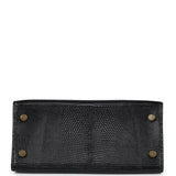 Hermès Kelly Sellier 20 Lézard Varanus Salvator Noir Accastillage Doré
